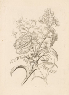 Bunch with lilies, rose and other flowers, print, Series number, 10, Numbered bottom center: 10.,
