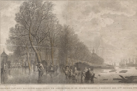 View of the Kattenburger Plein in Amsterdam during the flood, on the morning of November 15, 1775,