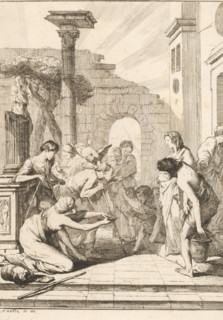 Giving the Thirsty Drink, The Seven Works of Mercy, print, Part of a series of seven works of mercy