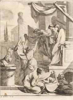 Clothing the naked, The Seven Works of Mercy, print, Part of a series of seven works of mercy with