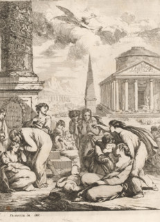 Visiting the Sick, The Seven Works of Mercy, print, Part of a series of seven works of mercy with