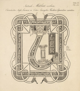 Initiale Mathaei verbum, characteribus Anglo-Saxonicis in codice evangelico Theoderico-Egmundano