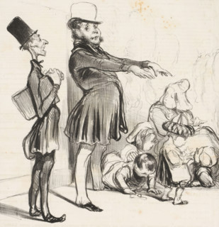 Robert Macaire and Bertrand with a group of children, Laissez venir à moi les petits enfans!,