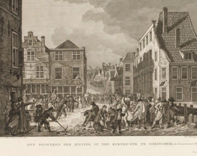 The Beswyken der kisting on the Korten-dyk in Gorinchem. (in January 1809.), Flood at Gorinchem,