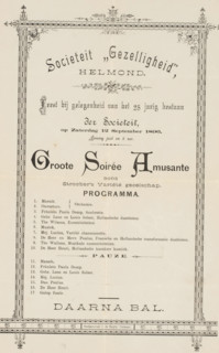 Invitation and program of the 'Groote Soirée Amusante' on the occasion of the twenty-fifth