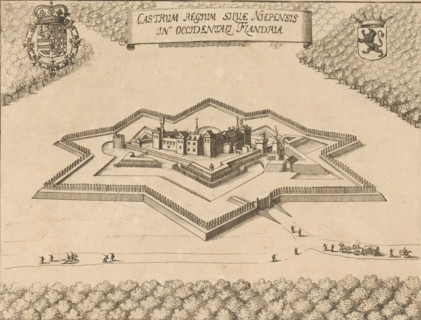 View of the palace of the Count of Flanders near Bruges, Palatium Brugense Comitis Flandriae,