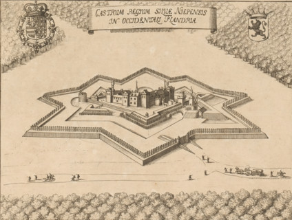 Burcht ter Walle in the Niepebos, Castrum Regium Silvae Niepensis in Occidentali Flandria, print,
