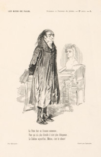 Poet standing in interior with papers in his hand, People from Paris, Les gens de Paris, print,