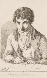 Self-portrait as a draftsman, print, Self-portrait of the artist Joseph Bergler sitting at a table