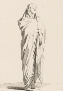 Standing figure with draped cloak, Collection of various dramatized poses, Recueil de Differentes