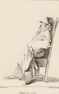 Seated figure, to the left, Collection of various dramatized poses, Recueil de Differentes charges