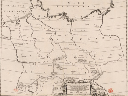 Historical map of Germany, Claudii Ptolemaei tabula Germaniae Magnae, print, map, history print,