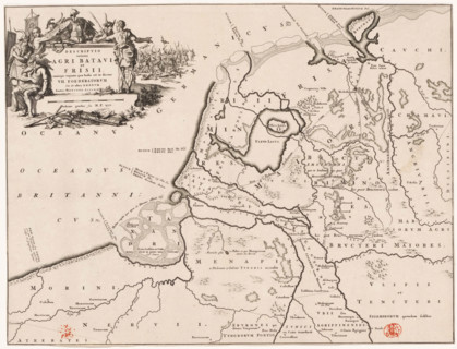 Descriptio veteris agri Batavi et Frisii, Historical map of the Netherlands with the territories of
