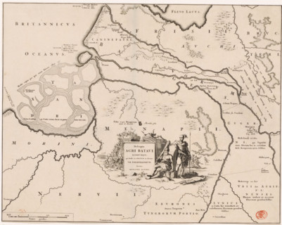 Historical map of the Netherlands with the territories of the Batavians and Frisians, Descriptio