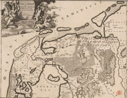 Historical map of the Netherlands with the territories of the Batavians and Frisians, Descriptio