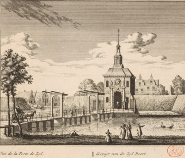 View of the Zijlpoort in Leiden, Gezigt van de Zyl Poort, Vuë de la Porte de Zyl, print, book