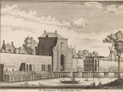 The Haarlemmer or Rhynsburg Gate, View of the Rijnsburgerpoort in Leiden, print, book illustration,