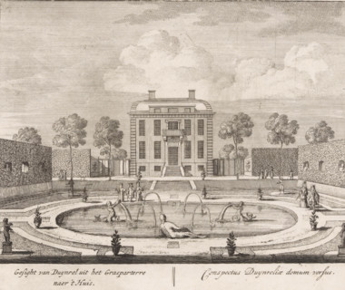 View of Duynrel from the grass parterre towards the house, Conspectus Duynreliae domum versus, View