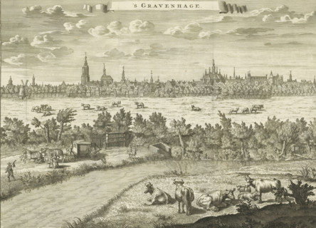 The Hague, View of The Hague, print, book illustration, seen from the south. Marked upper right:
