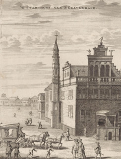 The Town Hall of The Hague, View of the Old Town Hall in The Hague, print, book illustration,