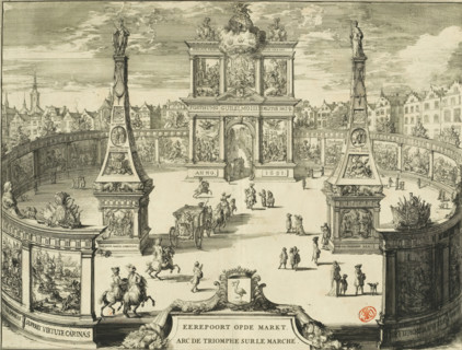 Gate of Honour on the Market, 1691, Arc de triomphe sur le marché, print, book illustration, View