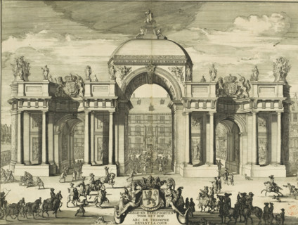 Triumphal and triumphal arches before the court, Arc de triomphe devant la cour, The triumphal arch