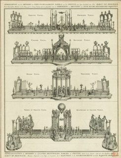 Dessert on four tables at the banquet in honor of the coronation of Emperor Francis I Stephen,