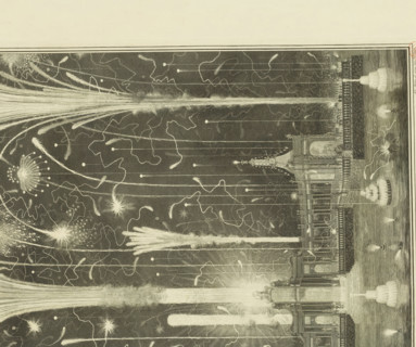 Fireworks in The Hague for the Peace of Aix-la-Chapelle, 1749, Image of the fireworks, set off in