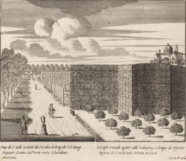 View of the rear lane in the gardens of Huis ten Bosch, Gesigt vande agter allé van tuyn langs de