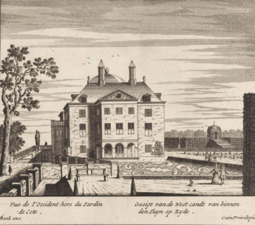 View of the west side of the garden on the side, View of the west side of Huis ten Bosch, print,