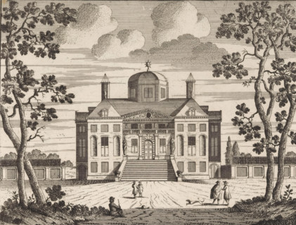 t Huys regt in 't incomen van vooren, Vue de la maison par devant en entrant, Gezicht op de voor