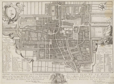 New ground plan of The Hague, Nouveau plan de La Haye, Map of The Hague, area plan, print, Map with