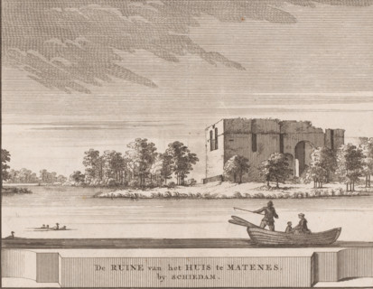 View of the ruins of Huis te Riviere in Schiedam, The ruins of the house at Matenes by Schiedam,