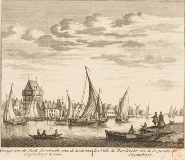 View of the city of Dordrecht, seen from the corner of Swynsdregt, La ville de Dordrecht, vue de la
