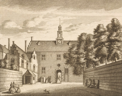 View of the St. George's Doelen in Dordrecht, Gesigt van de Doelen, Vue du Doele, print, with a