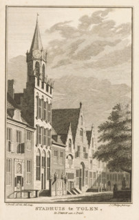 Town Hall in Tholen, View of the Town Hall of Tholen, 1743, print, book illustration, in the