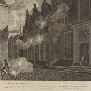 Shelling of the house of Lucas van Steveninck, 1787, Accurate depiction of the shelling with