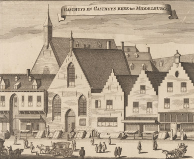 View of the Gasthuis and the Gasthuiskerk in Middelburg, Gasthuys and Gasthuys Kerk tot