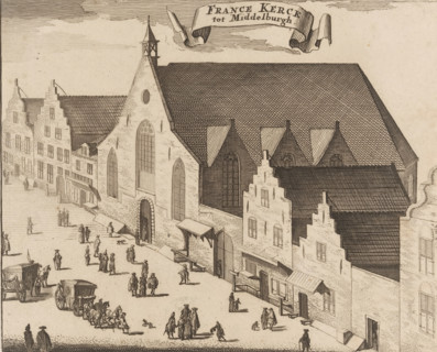 View of the Walloon Church in Middelburg, France Kerck tot Middelburg, print, book illustration,