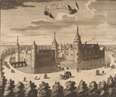 View of Westhove Castle, t Kasteel van Westhoven, print, book illustration, View of Westhove Castle
