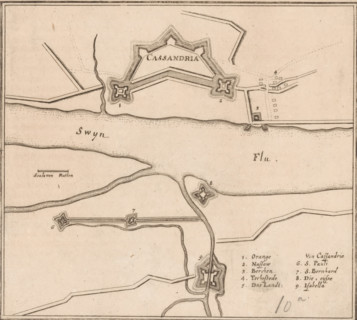 Fortress plan of Cadzand, Cassandria, area plan, print, Fortress plan of Cadzand. Lower right a