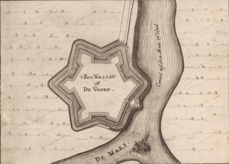 Fortress plan of Fort de Voorn, also known as Fort Nassau, 't Fort Nassau oft De Voorn, area plan,