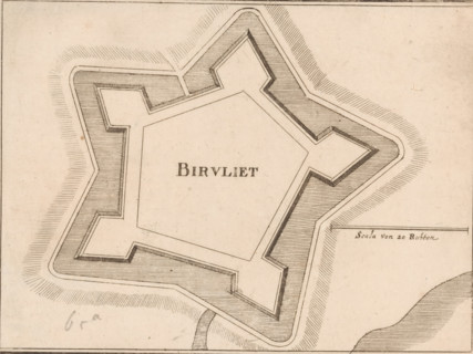 Fortress map of Biervliet, Birvliet, area plan, print, Fortress map of Biervliet. On the right a