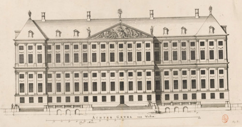 Rear facade (west side) of the City Hall on the Dam, Rear Facade to the West, print, book