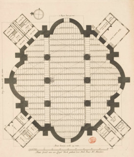 Floor plan of a domed church on the Botermarkt in Amsterdam, Floor Plan of a Dome Church drawn by