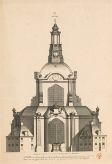 Structure of a Dome Church seen from the front, drawn by Dirk Truer Mr. Metselaer, Front view of a