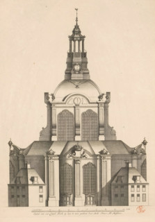 Side view of a domed church on the Botermarkt in Amsterdam, Structure of a Dome Church on Zey shown