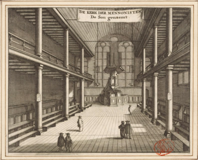 Interior of the Mennonite Church De Zon in Amsterdam, The Mennonite Church named De Son, print,