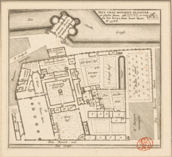 The Grau-moniken Monastery, in plan form, Plan of the Franciscan Monastery in Amsterdam, 1578,