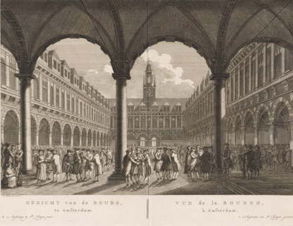 View of the Stock Exchange, in Amsterdam, Vue de la Bourse, à Amsterdam, View of the courtyard of